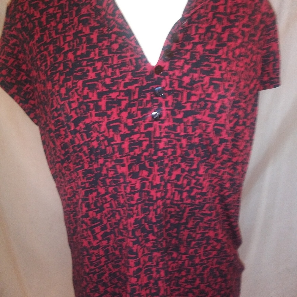 Chicos short sleeve black and red blouse. Size 2.